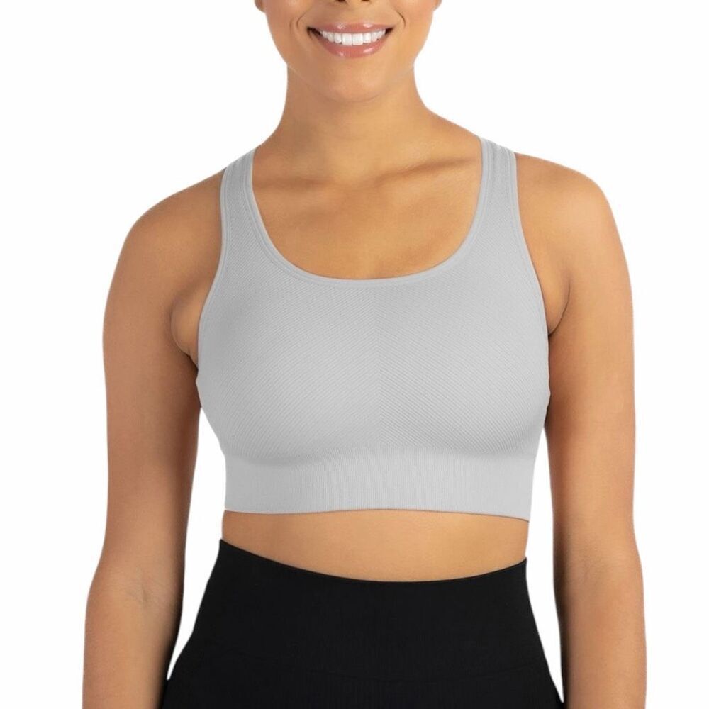 Member's Mark Women's Seamless Racerback Sports Bra Color Soft Silver Size XL